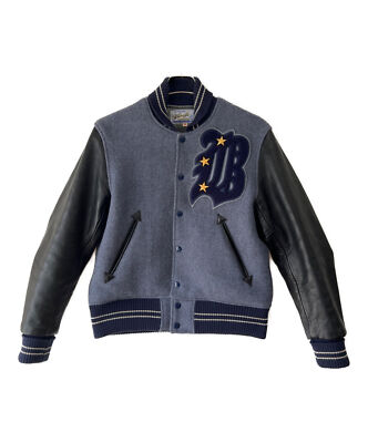 【36】 WHITESVILLE WV12839 Leather Stadium Jumper  jacket Blue x Black