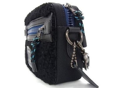 Coach Boa x Leather Crossbody Shoulder Bag for Men Black x Blue Zip bag