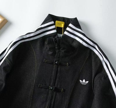 Black adidas China Track Top Denim Soft Loose Jacket