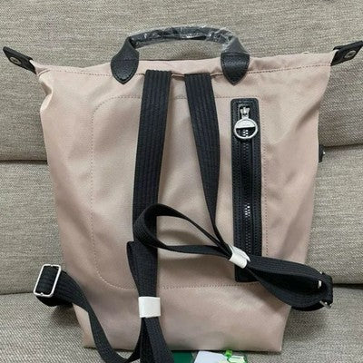 Longchamp Le Pliage Energy Backpack Zipper bag Nylon bag Pink Beige Leather