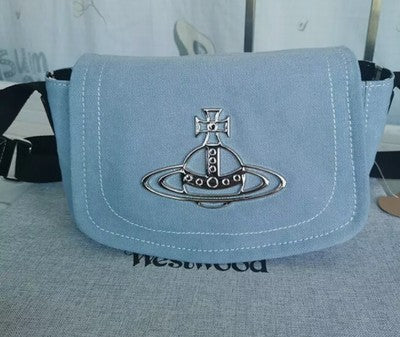 Vivienne Westwood Shoulder Bag Logo Orb Canvas Blue