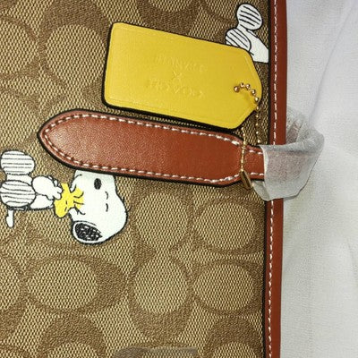 Coach Peanuts Snoopy CF166 Tote Bag Signature Canvas Khaki Redwood Multi