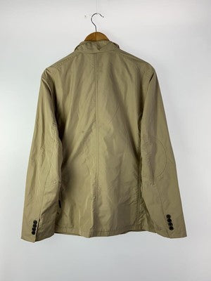 L TUMI Military Jacket Men's Polyester Khaki Pocket Zip Outer Coat Button