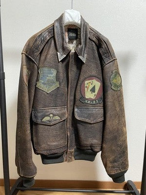 AVIREX A-2 Leather Jacket Leather Flight Jacket M Brown Military Vintage