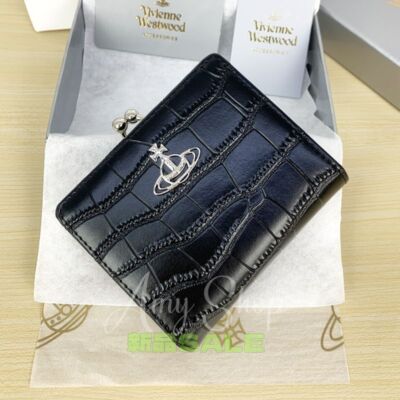 Vivienne Westwood Crocodile Pattern snap button closure Pocket Women's Wallet C