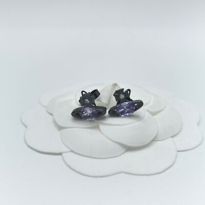 check description Vivienne Westwood Star Love ALLIE Oval Zirconia Earrings