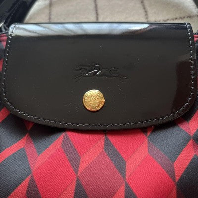 Longchamp Le Pliage M size Tote Bag Enamel hand bag  Sub-bag Red/Black