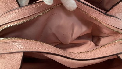 COACH Tote bag Handbag Signature Canvas Leather Shiny Pink Turn Lock Zip bag