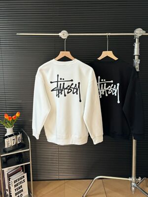 see description size M-3XL Stussy Basic Print Crew Neck Sweater white black