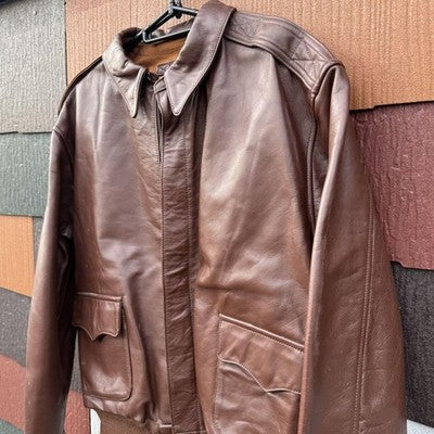 Avirex A-2 American Beauty Bomber Flight Leather Jacket L Brown  size 42