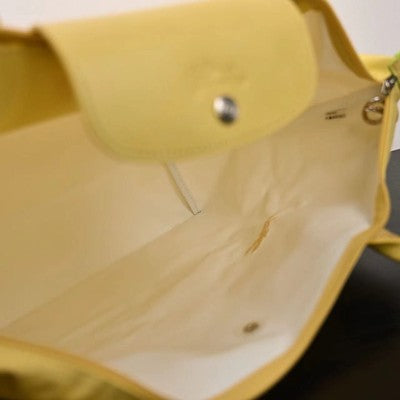 Longchamp S-L size Tote Bag Handbag  Nylon bag Zipper bag Yellow Leather