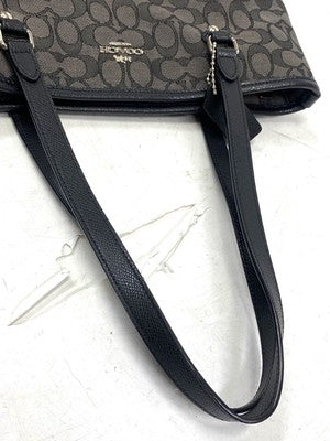 Coach Signature Canvas x Leather Handbag Tote Bag City bag Women's Black
