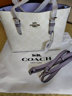 Coach C4250 Mollie Tote 25 in signature canvas Crossbody White Outlet New