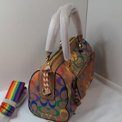 COACH Rowan Satchel Signature Canvas Rainbow Shoulder 2Way Bag C4396 Outlet New