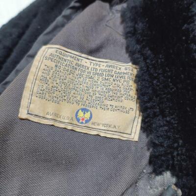 AVIREX Flight Jacket B-3 Mouton Sheep Leather Black 36 Made in America