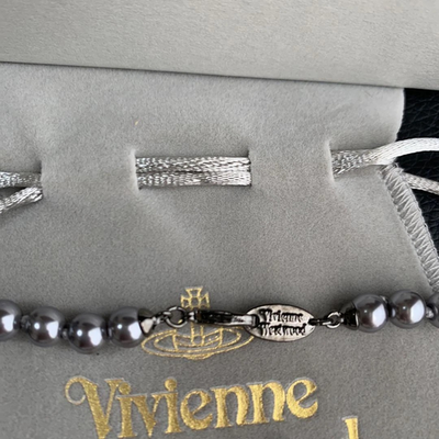 Vivienne Westwood Necklace Olympia Pearl Orb Gunmetal Choker Length 44cm