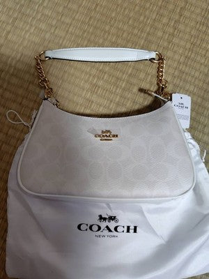 COACH CA548 White 2 Way Shoulder Bag Signature Coated Canvas Outlet