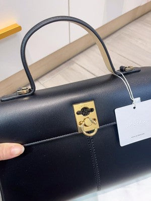 CAFUNE Style Handbag Shoulder Bag Black Leather  One handle crossbody Women