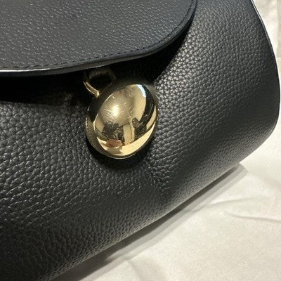 CAFUNE Drop Duffel Handbag Soft Duffle Shoulder Bag Black Leather egg charm