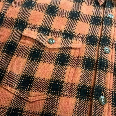 The Flat Head Heavy Flannel Shirt Size 40/L Orange and Black Cotton