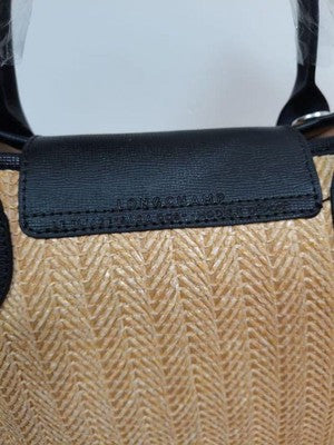 see description 2Size Longchamp Le Pliage Neo Tote Bag Handbag Brown Cotton