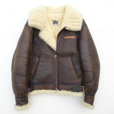 Avirex B-3 flight jacket Mouton Lamb Leather Sheepskin Brown Men's Size 36/M