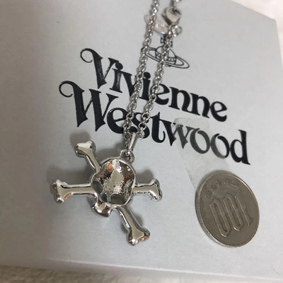 Vivienne Westwood Skull Stone Orb Silver 40cm Pendant Necklace (Boxed)