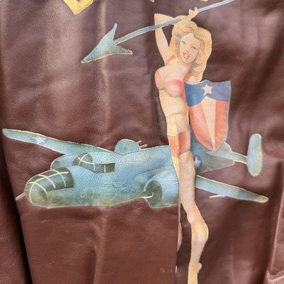 Avirex A-2 American Beauty Bomber Flight Leather Jacket L Brown  size 42