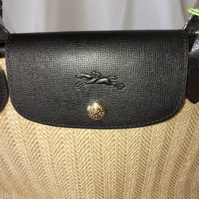 see description 2Size Longchamp Le Pliage Neo Tote Bag Handbag Brown Cotton