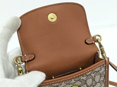 COACH Fawn Crossbody Micro Signature Jacquard Shoulder Bag Leather Canvas