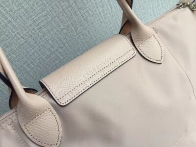 Longchamp S-L size Tote Bag Handbag nylon bag Pink Beige/AUBEPINE Leather