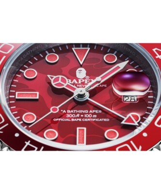 see decription A BATHING APE wristwatch TYPE 2 BAPEX COLOR CAMO Black Red B