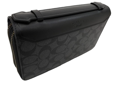 COACH Long Wallet F93240 Double Zip Second Bag Charcoal x Black Outlet Product
