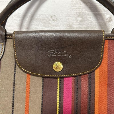 Longchamp Tote Bag Handbag canvas bag leather bag stripes Women's Bag