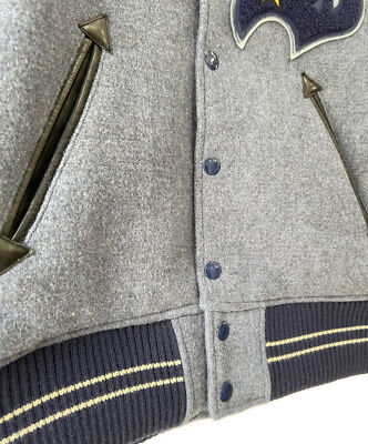【36】 WHITESVILLE WV12839 Leather Stadium Jumper  jacket Blue x Black