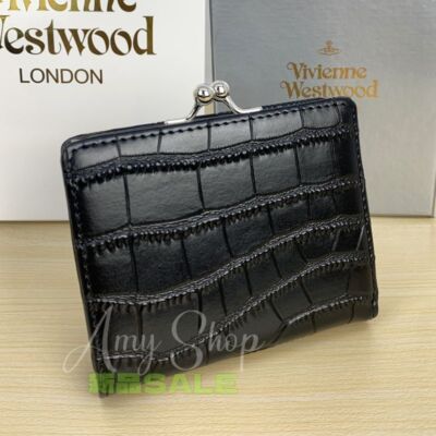 Vivienne Westwood Crocodile Pattern snap button closure Pocket Women's Wallet C