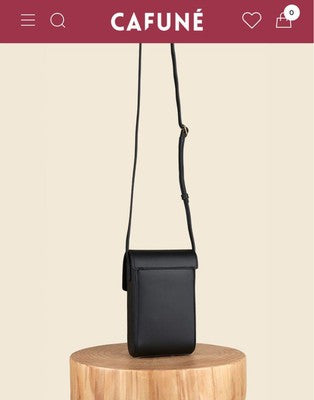 CAFUNE Trunk BoxMini bag for 　women　BlackLeather　With strap
