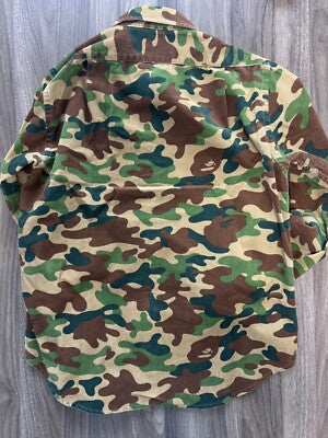 M BAPE A BATHING APE CAMO CORDUROY SHIRT A Long Sleeve Shirt Camouflage japan