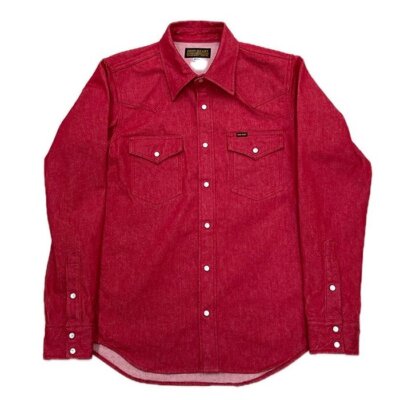 check description IRON HEART IHSH-396/13oz Color Denim Western Shirt biker Red