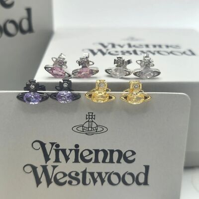 check description Vivienne Westwood Star Love ALLIE Oval Zirconia Earrings
