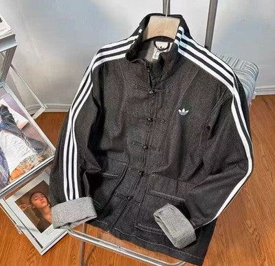 Black adidas China Track Top Denim Soft Loose Jacket acs