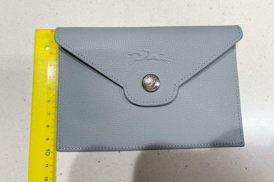 Longchamp Hand bag Clutch Bag Leather Pouch Multi-Case Gray Leather Second bag