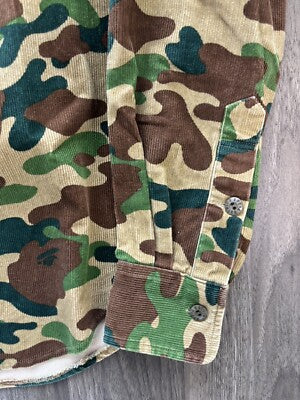 M BAPE A BATHING APE CAMO CORDUROY SHIRT A Long Sleeve Shirt Camouflage japan