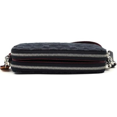Coach Shoulder Bag Camera Bags Kira Crossbody Signature Denim Black Calf Leather