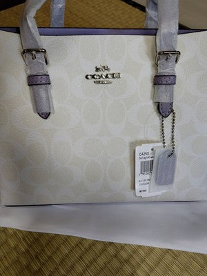 Coach C4250 Mollie Tote 25 in signature canvas Crossbody White Outlet New