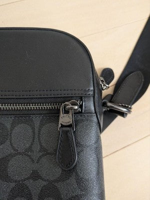 COACH F73336 Shoulder Bag Crossbody Handbag Leather Black Logo monogram Men's