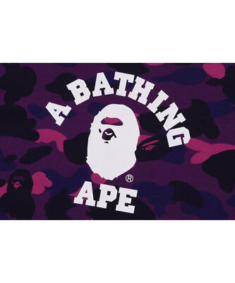 check description a bathing ape bape color camo college pullover hoodie
