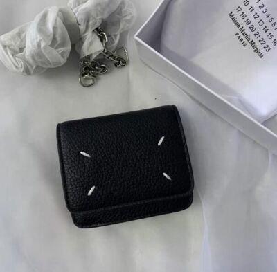 see description 2color Maison Margiela Chain Shoulder Mini Wallet LeatherBi-fold