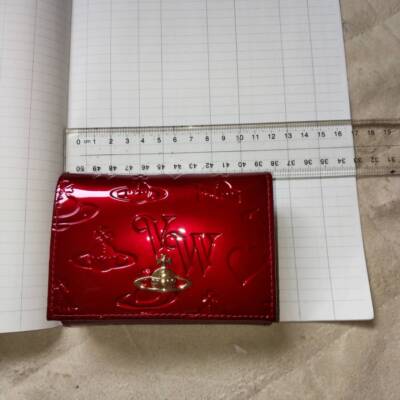 Vivienne Westwood Clasp Trifold Wallet Enamel Fabric  Orb outlet Red NEW