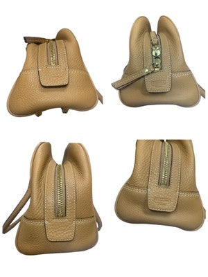 COACH Peppled Satchel Handbag Shoulder bags Zip bag Leather beige 10526
